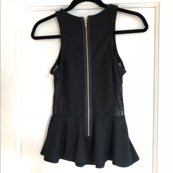 Soprano Sleeveless Black Peplum Shirt w/Lace Sides - Picture 6 of 7